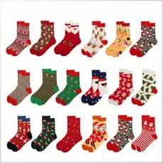 12 Pares De Meias De Natal Boneco De Neve Papai Noel Cano Médio
