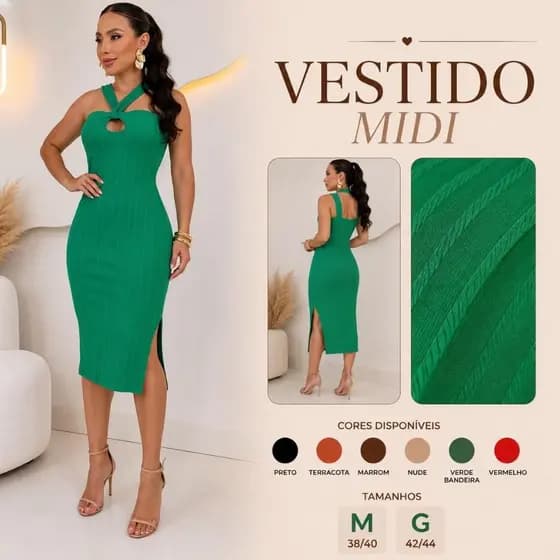 Vestido Midi Com Fenda Lateral  Festa Com Bojo Tubinho Coladinho Estilo Blogueira Malha PREMIUM