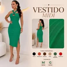 Vestido Midi Com Fenda Lateral  Festa Com Bojo Tubinho Coladinho Estilo Blogueira Malha PREMIUM