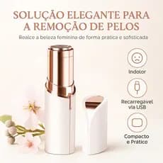 Depilador Facial Elétrico Portátil e Recarregável em Formato de Batom Indolor para Remoção de Pelos