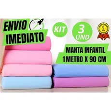 Kit com 3 Mantas de Bebê Microfibra Estampadas i Cobertor Infantil Macio 1mx90cm Mantinha para Enxoval e Kit Maternidade
