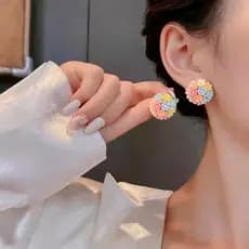Dopamina brincos de flor colorida 2026 novo estilo de venda quente luz luxo nicho High-End brincos doce moda brincos
