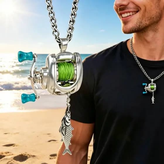 Mini Colar Com Pingente De Carretel De Pesca , Joias Da Moda Pescador , Presente Para Amantes Streetwear A