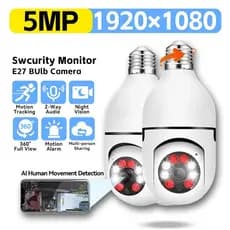 Conjunto de quatro 360 ° Câmera IP Wi-Fi Sem Fio Rotativa Com Montagem Em Lâmpada , zoom PTZ , Full HD , Visão Noturna E