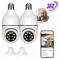 Câmera De Segurança WIFI Com Microfone E Alto-Falante , Visão Noturna , 1/2 Canal , Sem Fio 360 ° , E27 , Aplicativo CAM