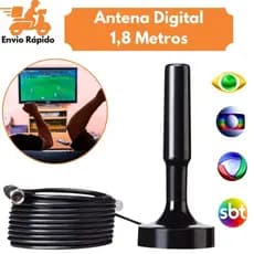 Antena Digital para TV 1,8m – Sinal Potente, Imagem em HD e Instalação Rápida