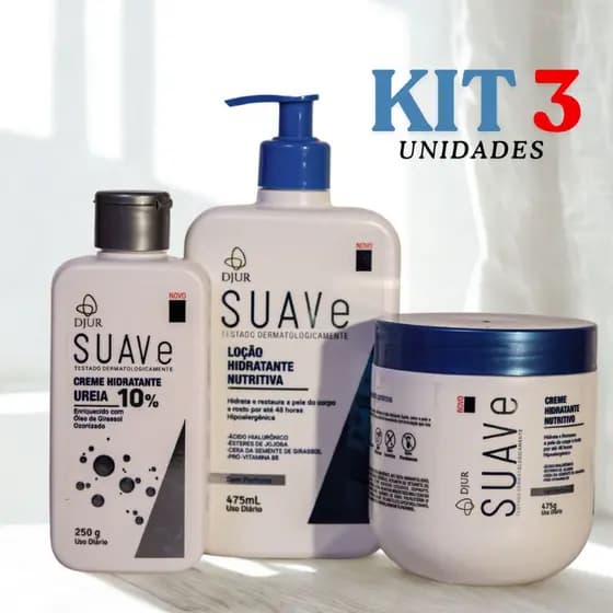 Kit Hidratação Corporal Intensa Nutrição Pele Seca Profunda Sem Perfume Com Ureia 3 Itens / Aprovado pela Anvisa