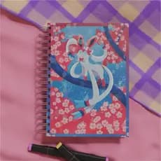 Caderno A5, Pokémon Sylveon - sketchbook, bullet journal, pautado, fofo, criativo, caderno artesanal, folhas 90g
