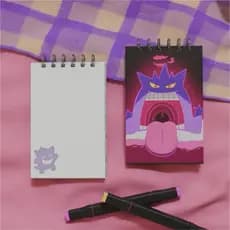 Bloquinho A6, Pokémon Gengar - sketchbook, fofo, criativo, artesanal, folhas 90g, anotações, desenho, capa dura