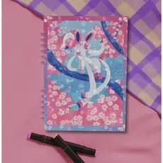 Caderno Universitário, Pokémon Sylveon - pautado, fofo, criativo, caderno artesanal, folhas 90g, 80 folhas ou 120 folhas