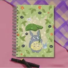 Caderno A5 - Totoro, studio Ghibli | anime, sketchbook, bullet journal, pautado, capa dura, 80 folhas de 90g