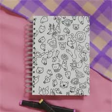 Caderno A5, feito à mão - sketchbook, bullet journal, pautado, fofo, criativo, caderno artesanal, folhas 90g