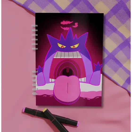 Caderno Universitário, Pokémon Gengar - bullet journal, pautado, criativo, caderno artesanal, folhas 90g