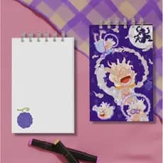 Bloquinho A6 - Luffy, Gear 5 | anime, One Piece, sketchbook, caderno de anotações, capa dura, 50 folhas de 90g