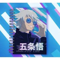 Caderno A5, Satoru Gojo, anime, Jujutsu Kaisen | 70 folhas, 90g, capa dura, bullet journal, sketchbook, pautado