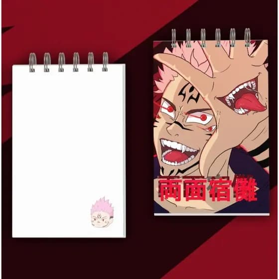 Bloquinho A6, Sukuna, anime, Jujutsu Kaisen | sketchbook, anotações, 50 folhas, 90g, capa dura