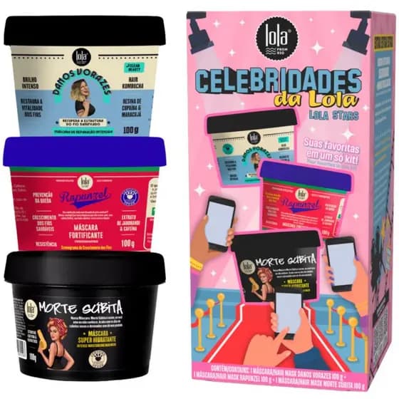 Kit Celebridades Lola Cosmetics Original | Danos Vorazes + Rapunzel + Morte Súbita 100g | Suas Favoritas em um Só Kit