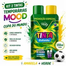 Kit Copa do Mundo 2 Tintas Temporárias Mood 150ml | Amarela + Verde