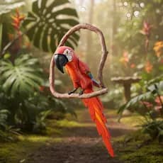 Arara Cipó Madeira Escultura Rústica Tropical Parede Rústico Artesanal Casa Jardim