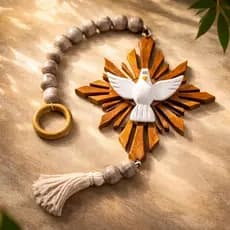 Colar Mesa Divino Espirito Santo Madeira Fe Rustico Artesanal Decorativo Religioso