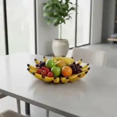 Fruteira Banana Madeira Artesanal Rústica Decorativa Centro Mesa Cozinha Enfeite Amarelo Casa