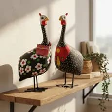 Casal Angola Madeira Escultura Artesanal Decorativo Rústico Tropical Animal Cozinha Casa