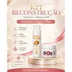 Kit Reconstrutor SOS 120gr + Queratina Líquida NC Professional | Restauração Profunda, Brilho e Força