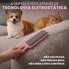 Escova Removedora de Pelos Mágica Cães e Gatos e Pets Roupas Sofás e Estofados Reutilizável Portátil