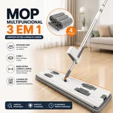 Moop Multifuncional 3 em 1 com Rotação 360° - Limpeza Extra Longa Rodo ,Inclui 4 Panos de Reposição