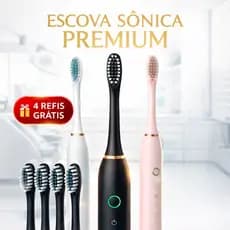 Escova de Dentes Elétrica 2un. ou 1un. - Recarregável + 4 Refis Grátis - 6 Modos Limpeza IPX7