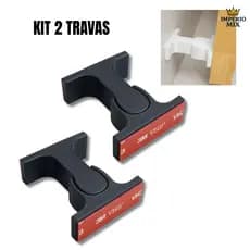 Kit 2 Travas Porta Adesiva Sem Furo Fixador Prendedor Porta Vidro Madeira