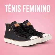 Tênis Feminino Cano Alto Lona com Pingente Delicado Conforto e Segurança