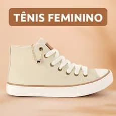 Tênis Feminino Cano Alto Lona Confortável com Pingente Delicado e Sola Reta