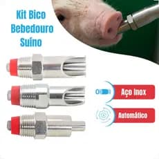 Bico Bebedouro Chupeta Automático Porco Suíno Inox Resistente 1UN 2UN 4UN VANT3