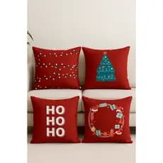 Kit 4 Capas de Almofadas Natalinas 45x45 - Guirlanda HoHoHo