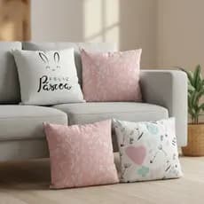 Kit 4 Capas De Almofadas Decoração Páscoa 45x45 -Tecido Premium Com Zíper Invisível