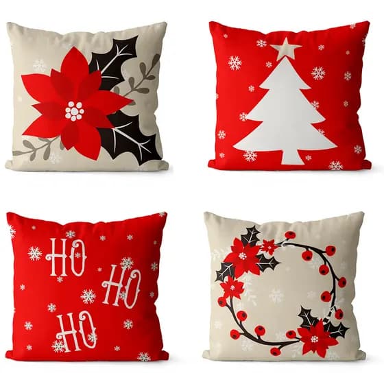 Kit 4 Capas De Almofadas de Natal 45x45