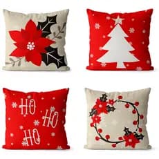 Kit 4 Capas De Almofadas de Natal 45x45