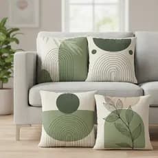 Kit 4 Capas de Almofada Moderna 45x45 - Botânica Verde - Tecido Qulaidade Zíper Invisível