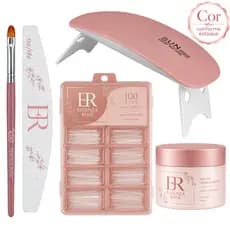Kit Unha Gel Construtor Unhas Profissional – Molde F1 + Lixa + Mini Cabine UV/LED – Nail Completo