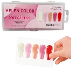 Unhas Postiças Soft Gel Almond e Bailarina Helen Color - 240 Peças A Escolha das Profissionais
