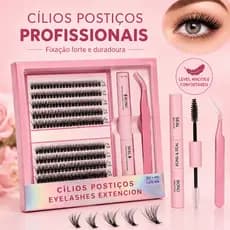 Kit 240 Extensão De Cílios Postiços Tufinho DIY Volume Russo 0.07D Wispy Manga Mix Com Cola E Pinça