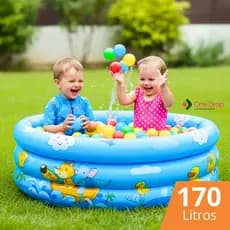 Piscina Inflável Infantil 170 Litros Resistente Para Bebê e Crianças Verão Banho charmosa Azul