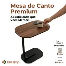 Mesa Lateral C Premium Multiuso p/ Notebook Sofá e Cama Suporte Prático para Trabalho e Lanche Home Office Preta