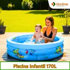 Piscina Inflável Infantil 170 Litros Resistente Para Bebê e Crianças Verão Banho Azul