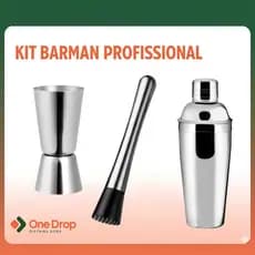 KIT Coqueteleira Inox Dosador Duplo E Macetador