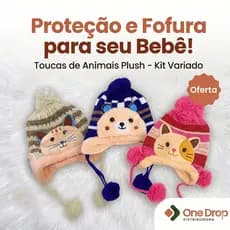 Touca Gorro Lã Inverno Forrada Com Pompom Infantil Azul Rosa Bege Menino Menina Oferta