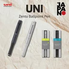 Uni-ball Zento Signature Ballpoint Pen Silver 0.38mm Black 0.5mm, Black Ink