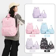 Mochila feminina, mochila de três peças para estudante