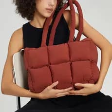 Bolsa de outono inverno, bolsa de ombro portátil de algodão bufante estilo preguiçoso